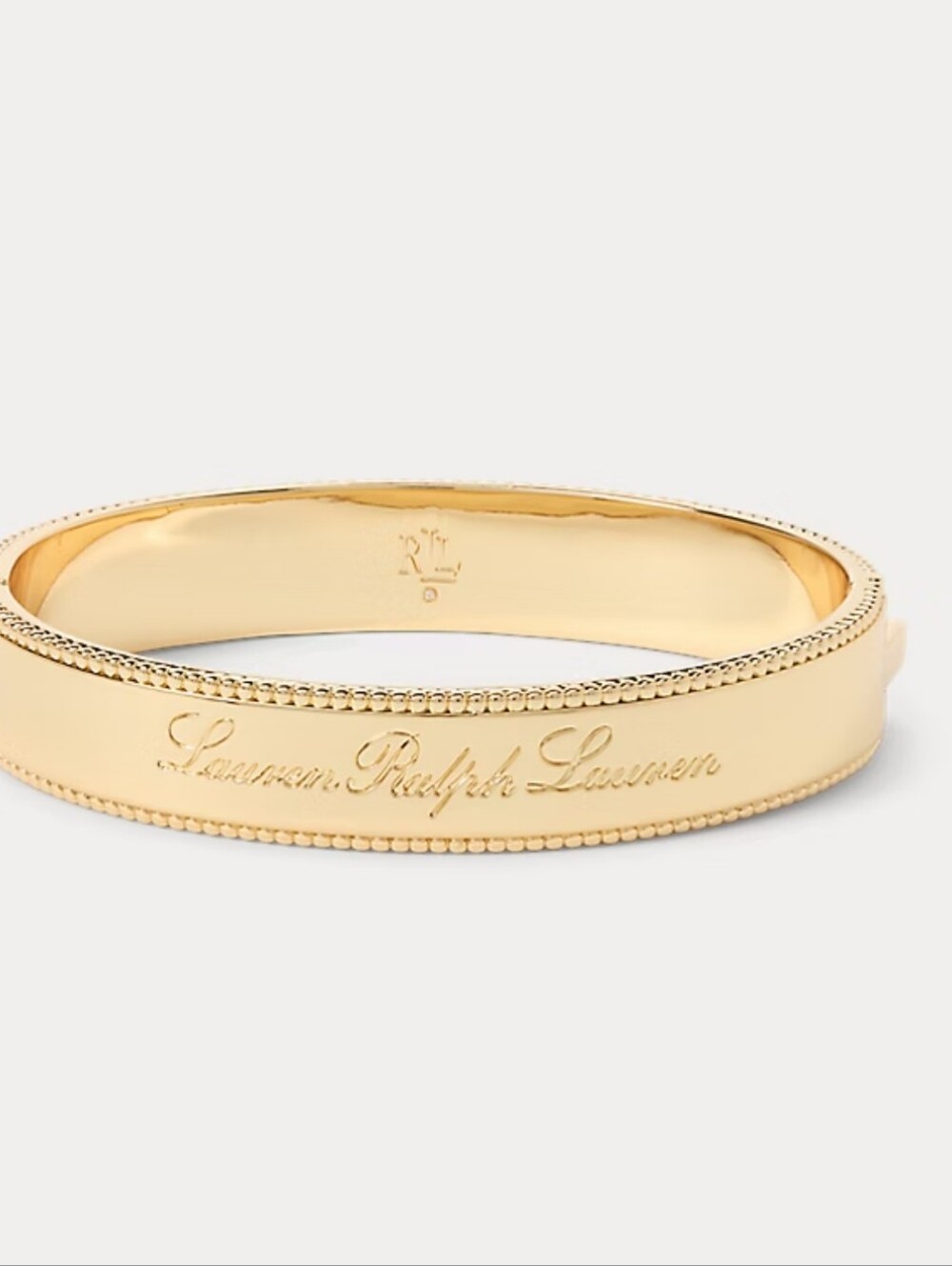 NWT Lauren Ralph Lauren Polished Gold Script Logo Bangle